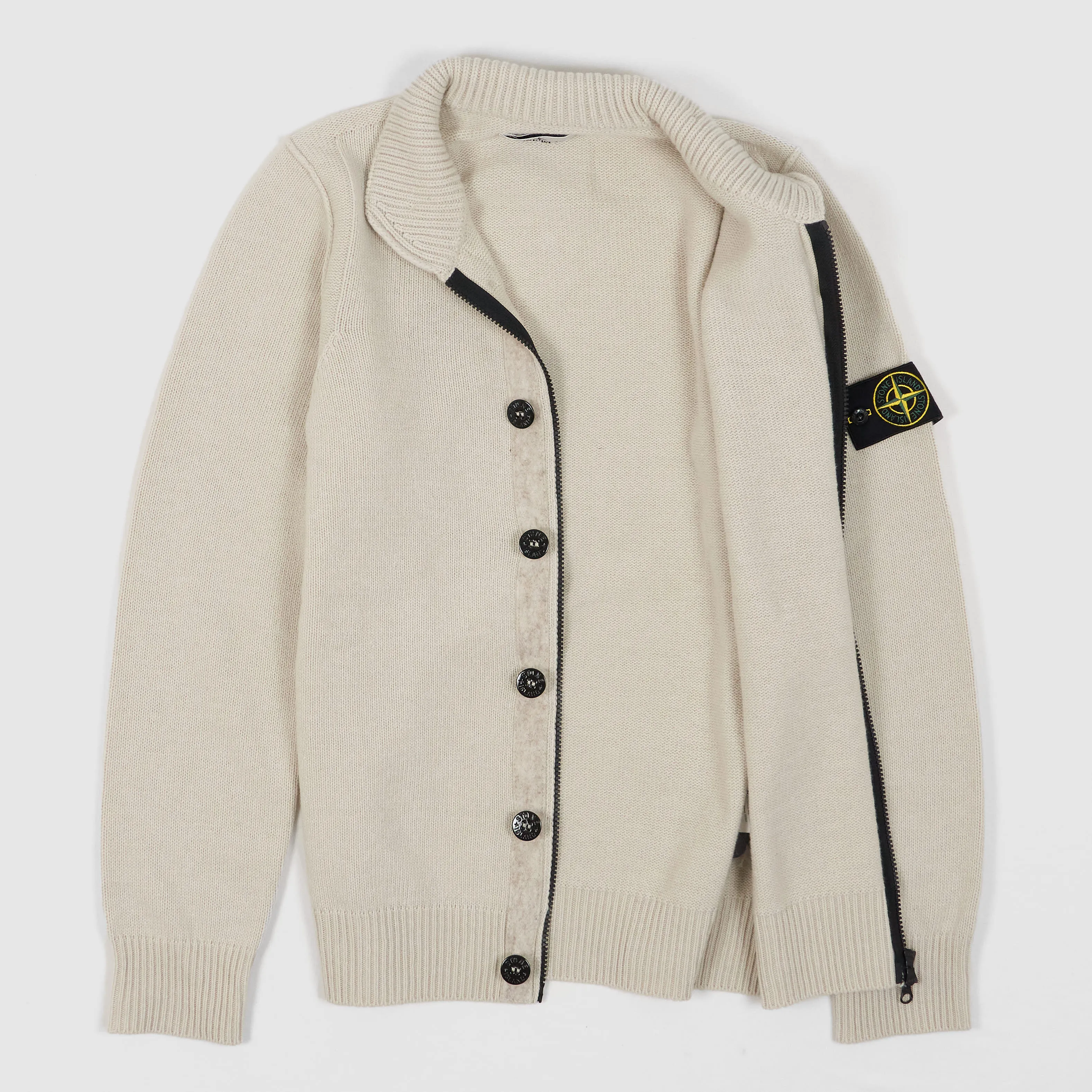 Stone Island Full-Zip Lambswool Cardigan