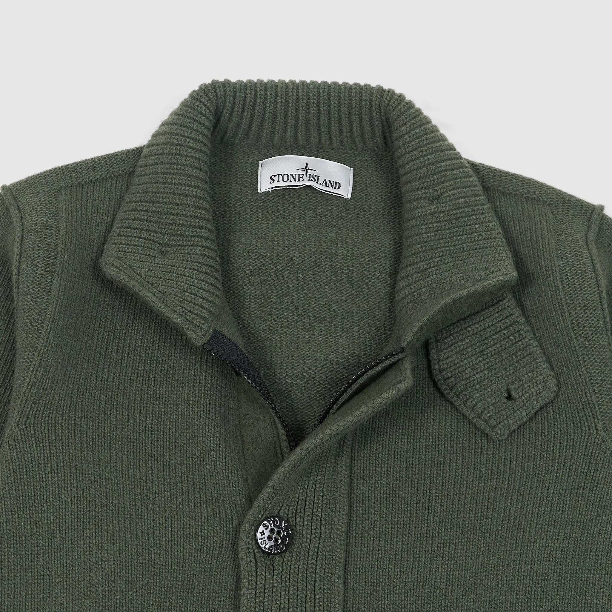 Stone Island Full-Zip Lambswool Cardigan