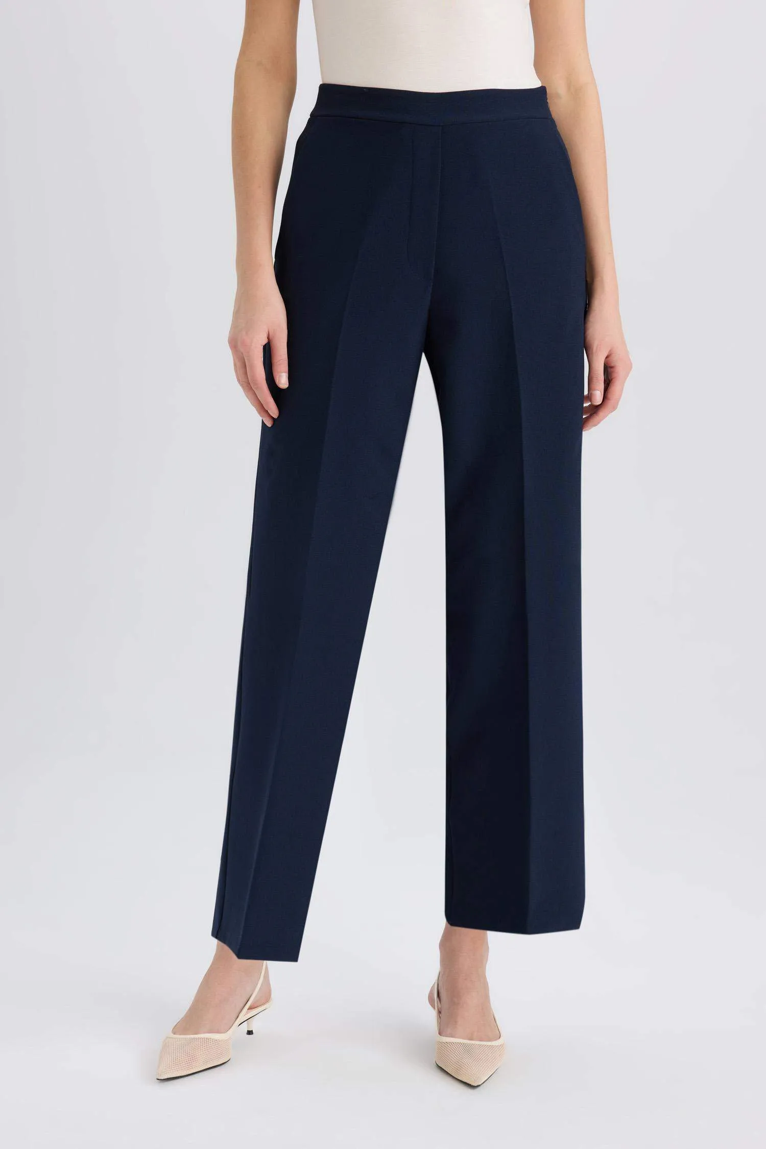 Straight Wide Leg High Waist Trousers