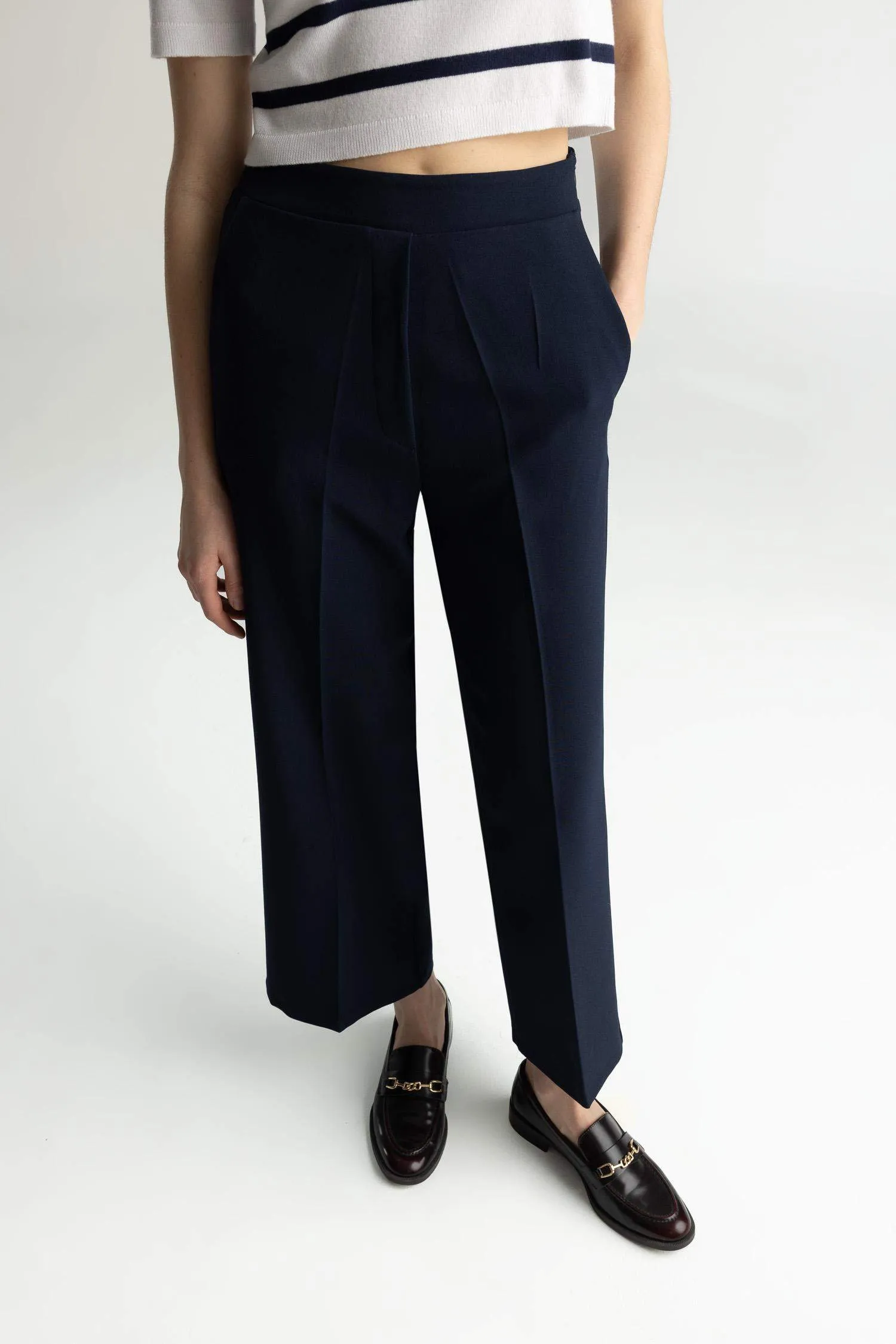 Straight Wide Leg High Waist Trousers