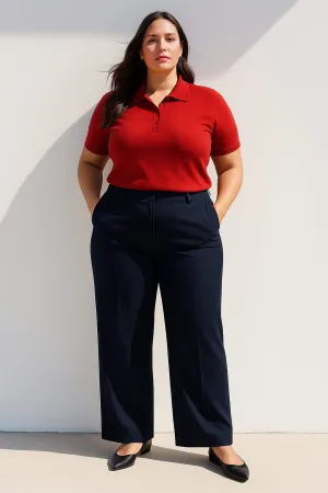 Straight Wide Leg High Waist Trousers