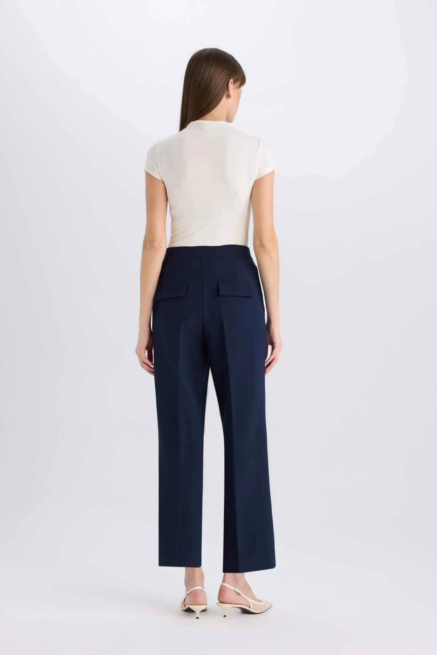 Straight Wide Leg High Waist Trousers