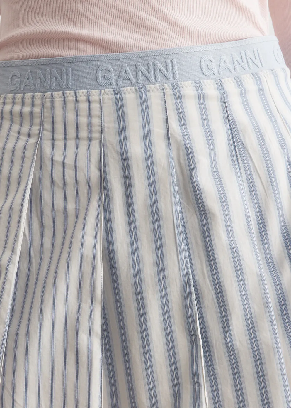 Stripe Pleated Mini Skirt