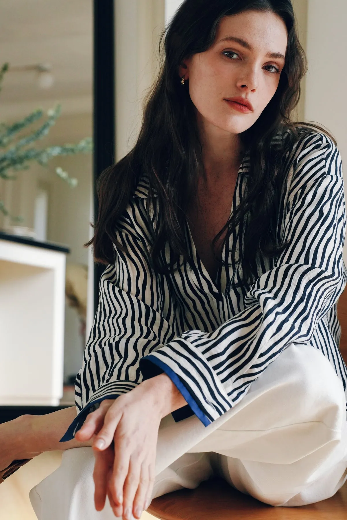 Stripe Tencel-Cotton Blend Shirt