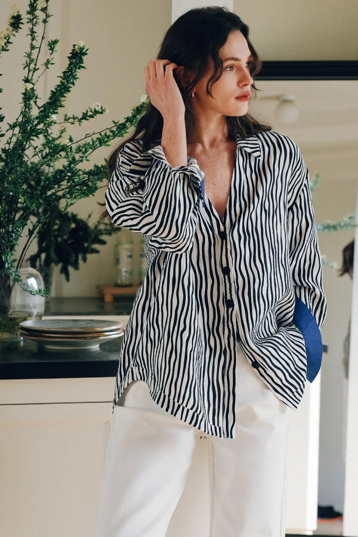 Stripe Tencel-Cotton Blend Shirt