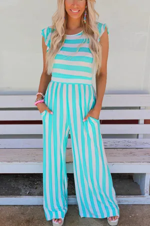 Striped crew neck sleeveless tracksuit