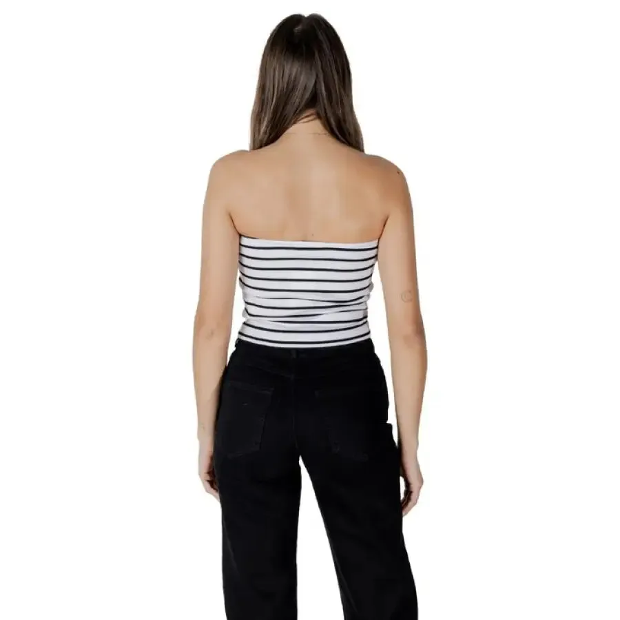 Striped Tube Top and Black Pants