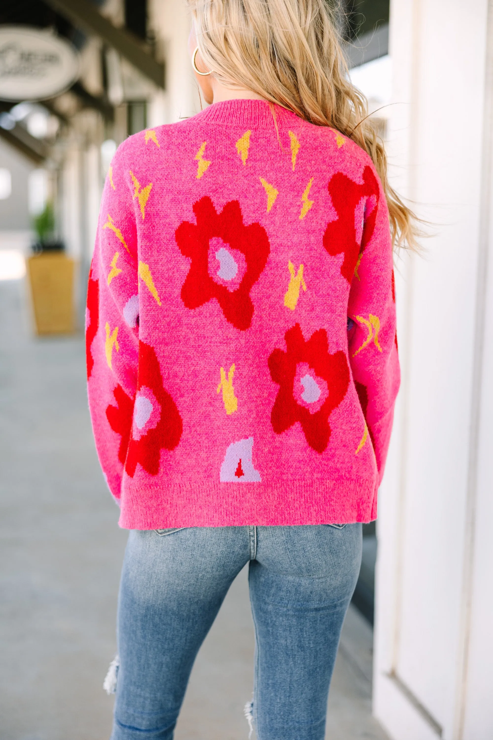 Take One Hot Pink Floral Cardigan