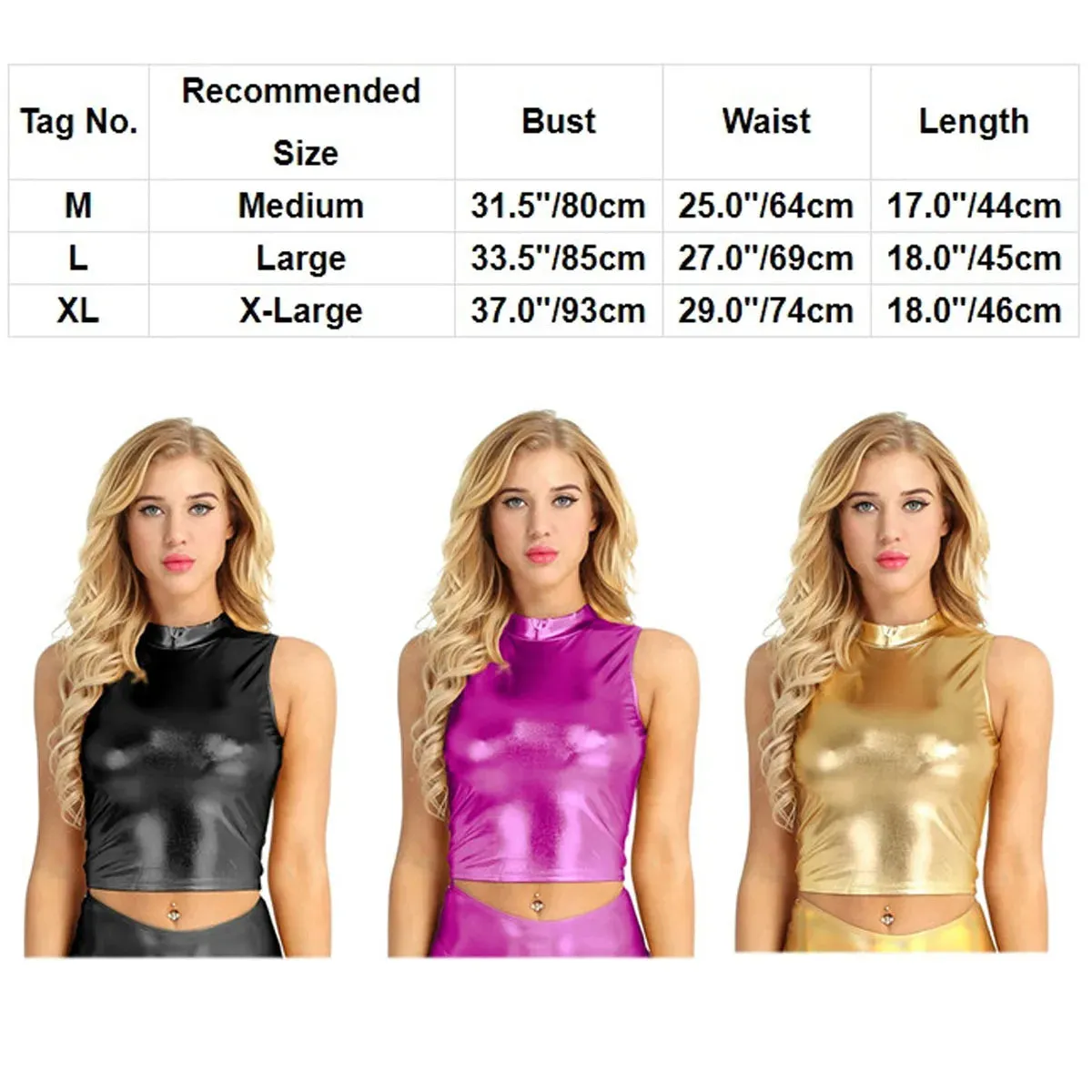 Tank Crop Top Sleeveless Mock Neck Top