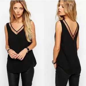 Tank Top Summer Style Women Tank Top Black /White Sexy Chiffon Tops Casual Woman Sleeveless Blouse