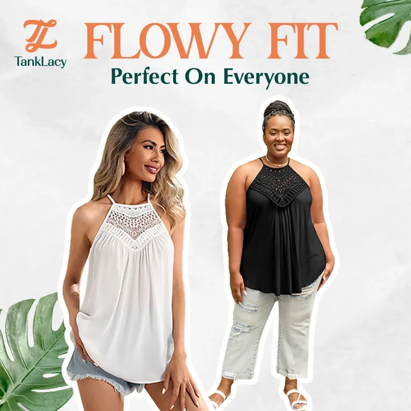 TankLacy - Summer Casual Sleeveless Tops Lace Flowy Loose Shirts Tank Tops