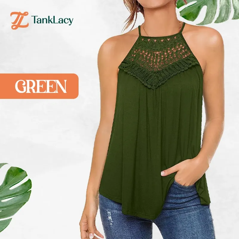 TankLacy - Summer Casual Sleeveless Tops Lace Flowy Loose Shirts Tank Tops