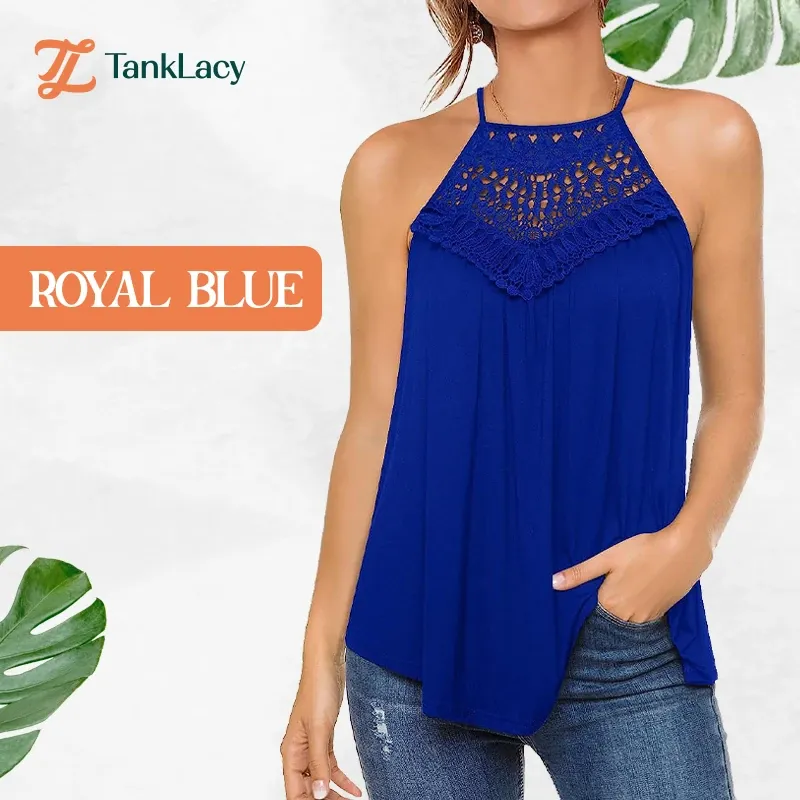 TankLacy - Summer Casual Sleeveless Tops Lace Flowy Loose Shirts Tank Tops
