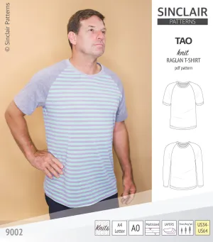 Tao semi fitted classic raglan t-shirt for men (PDF)
