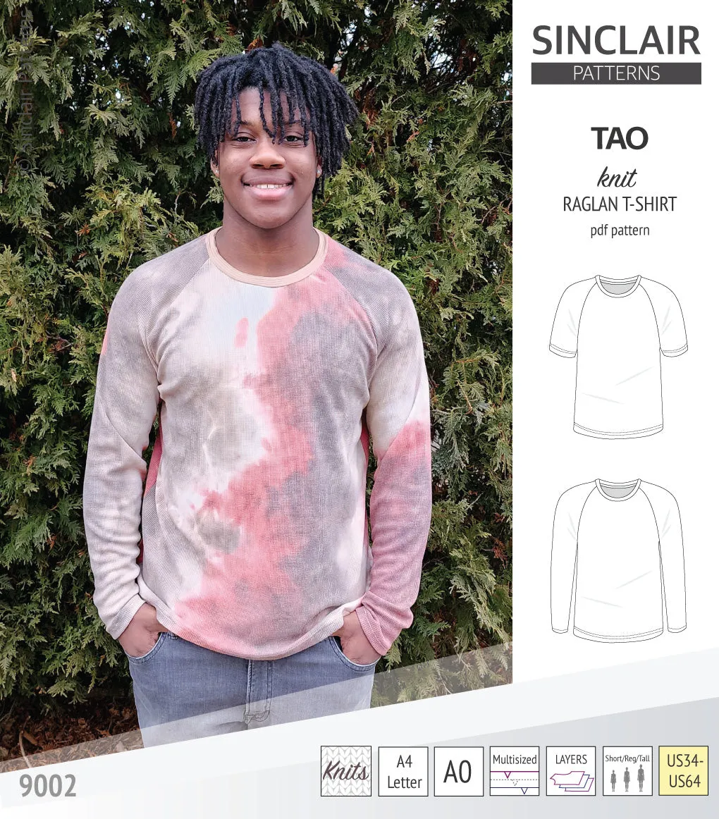 Tao semi fitted classic raglan t-shirt for men (PDF)