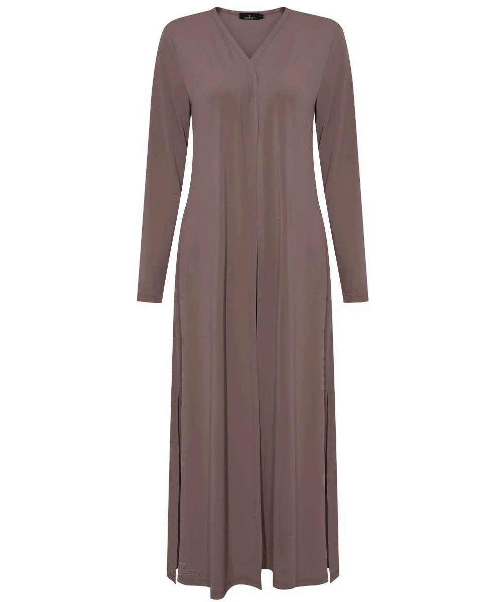 Taupe A-Line Long Sleeve Jersey Cardigan