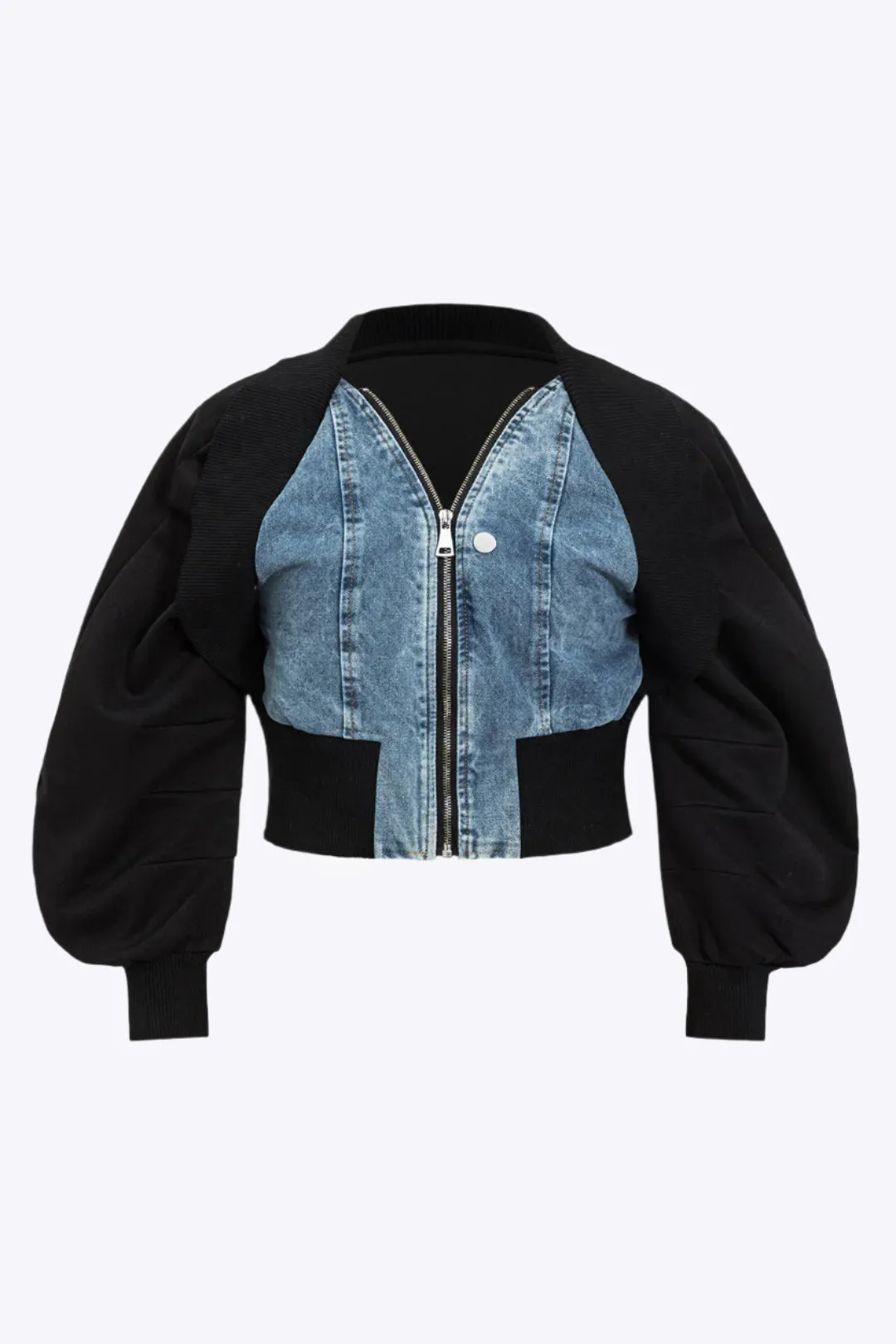 Taylor - Plus Size Denim Patchwork Woman's Cardigan