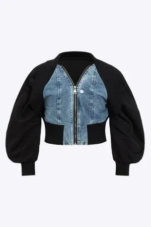 Taylor - Plus Size Denim Patchwork Woman's Cardigan