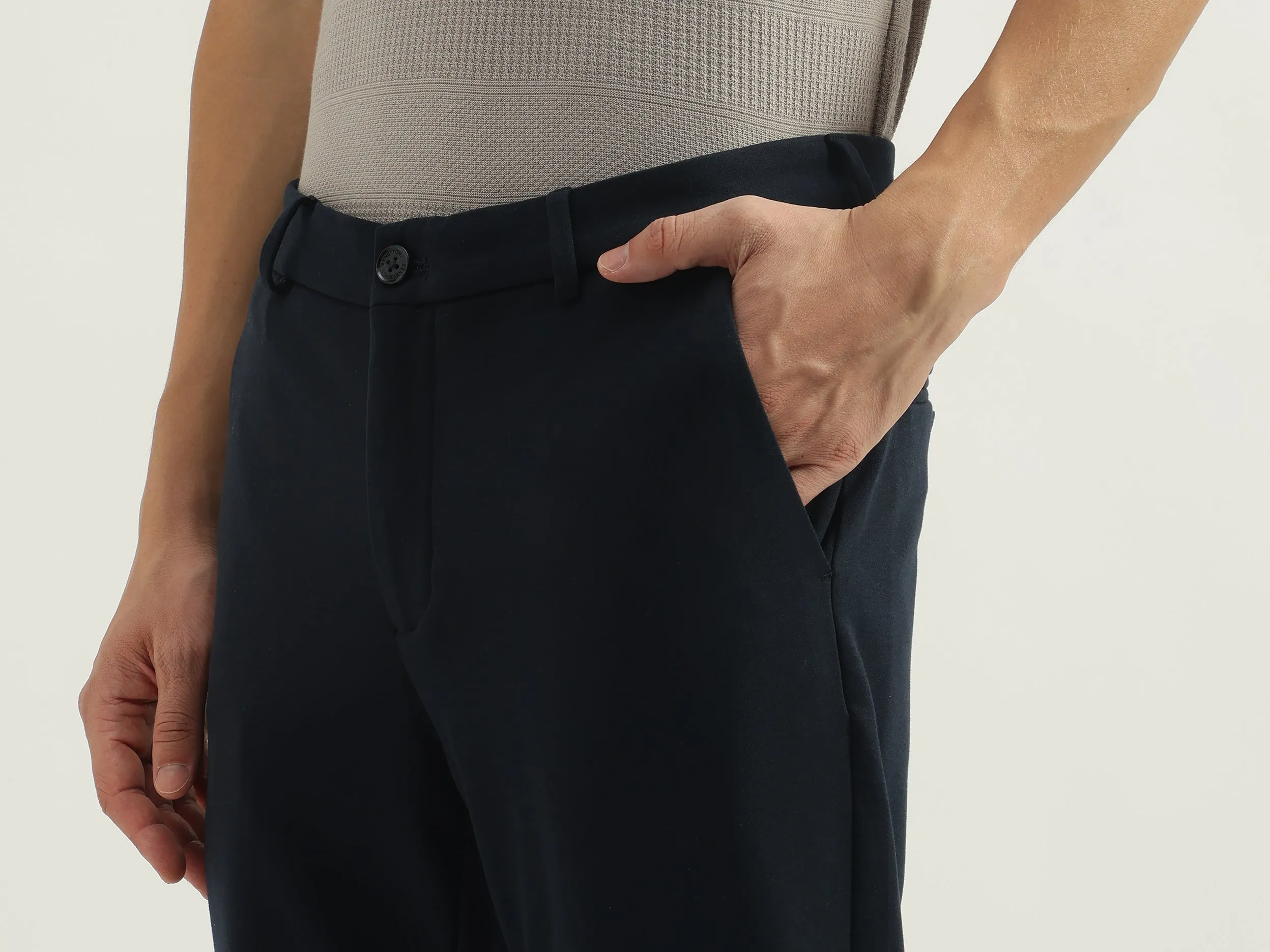 Textured Slim Fit Trousers