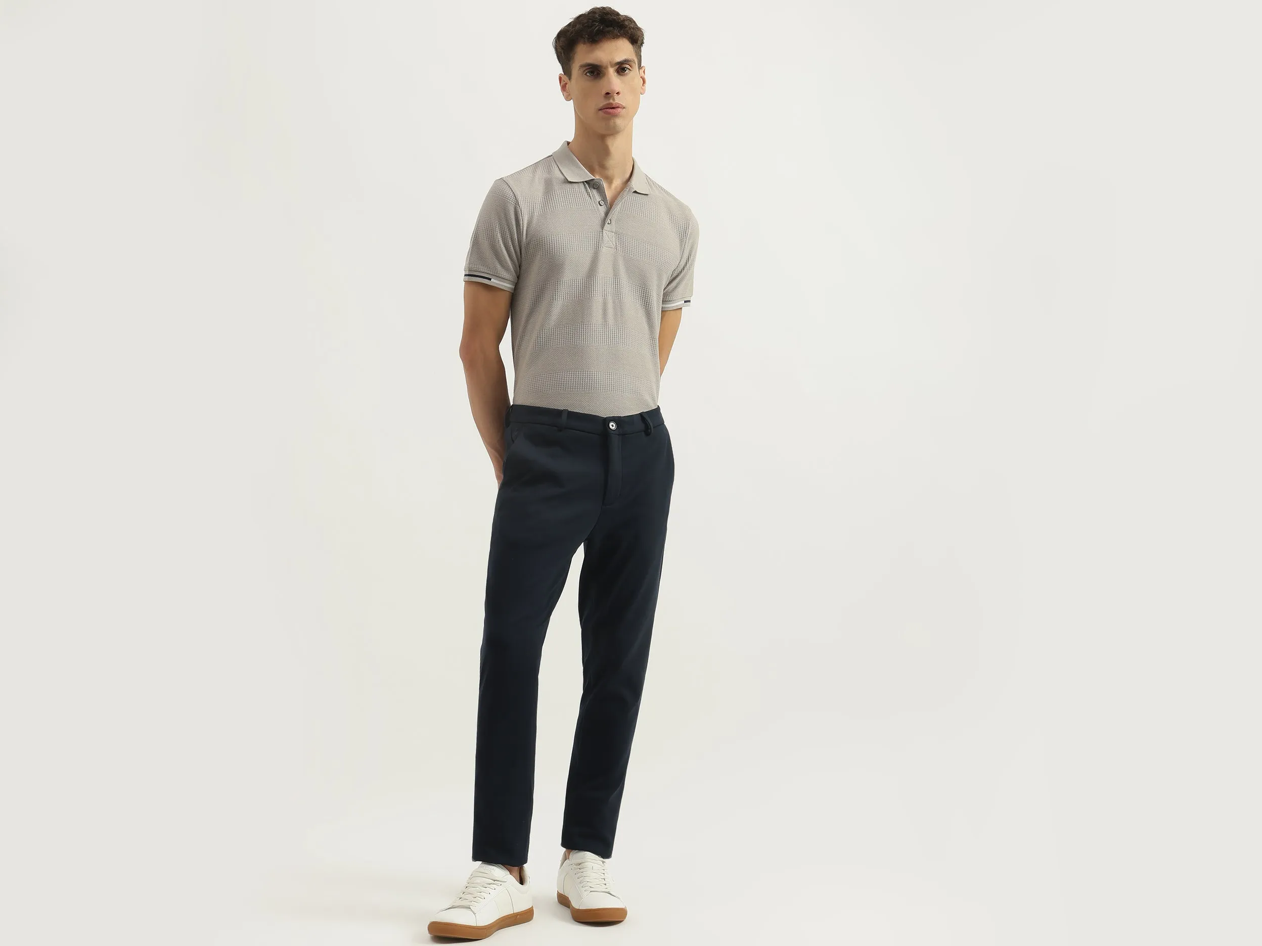 Textured Slim Fit Trousers