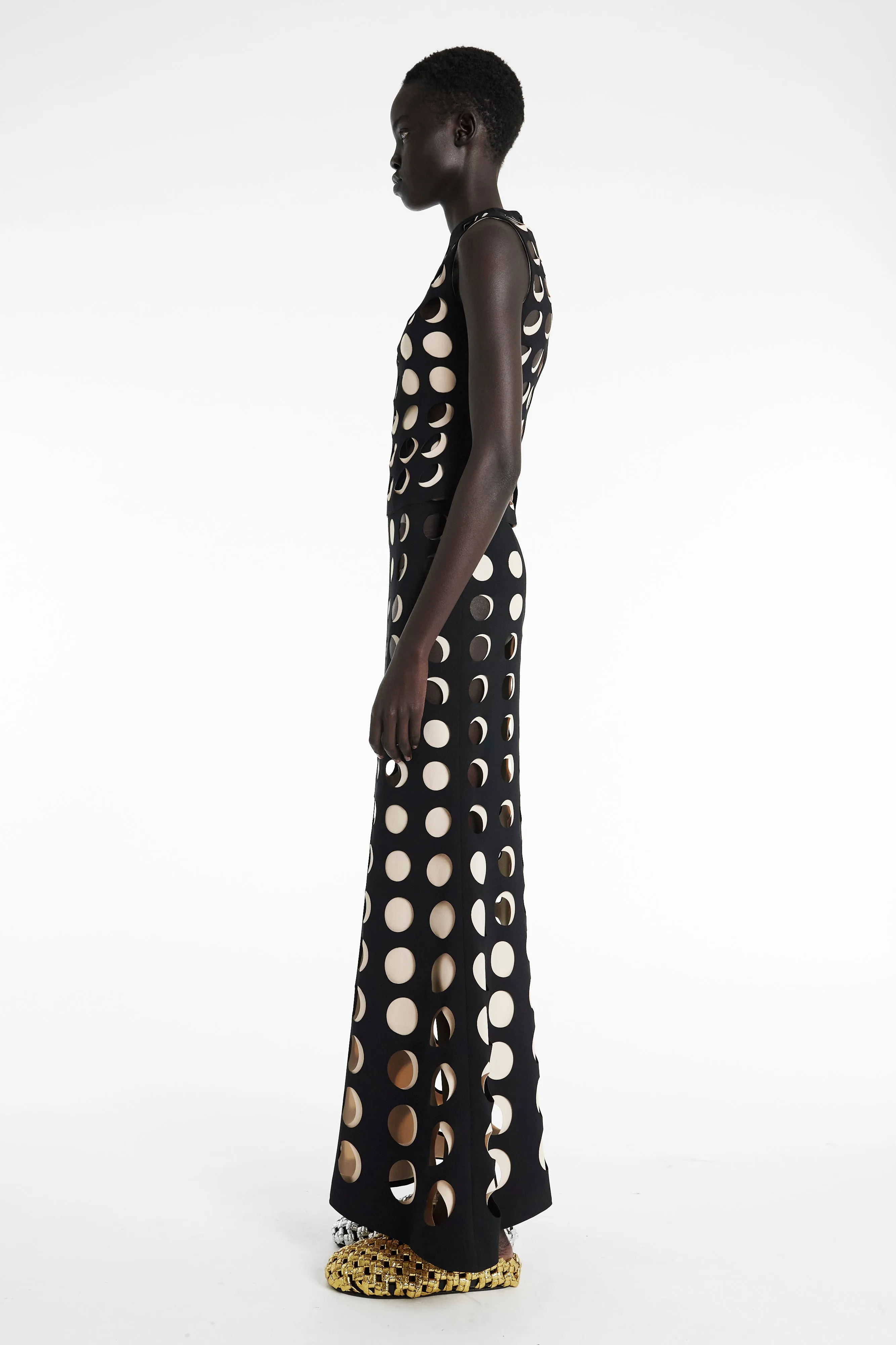 Top With Layered Holes Black Nude