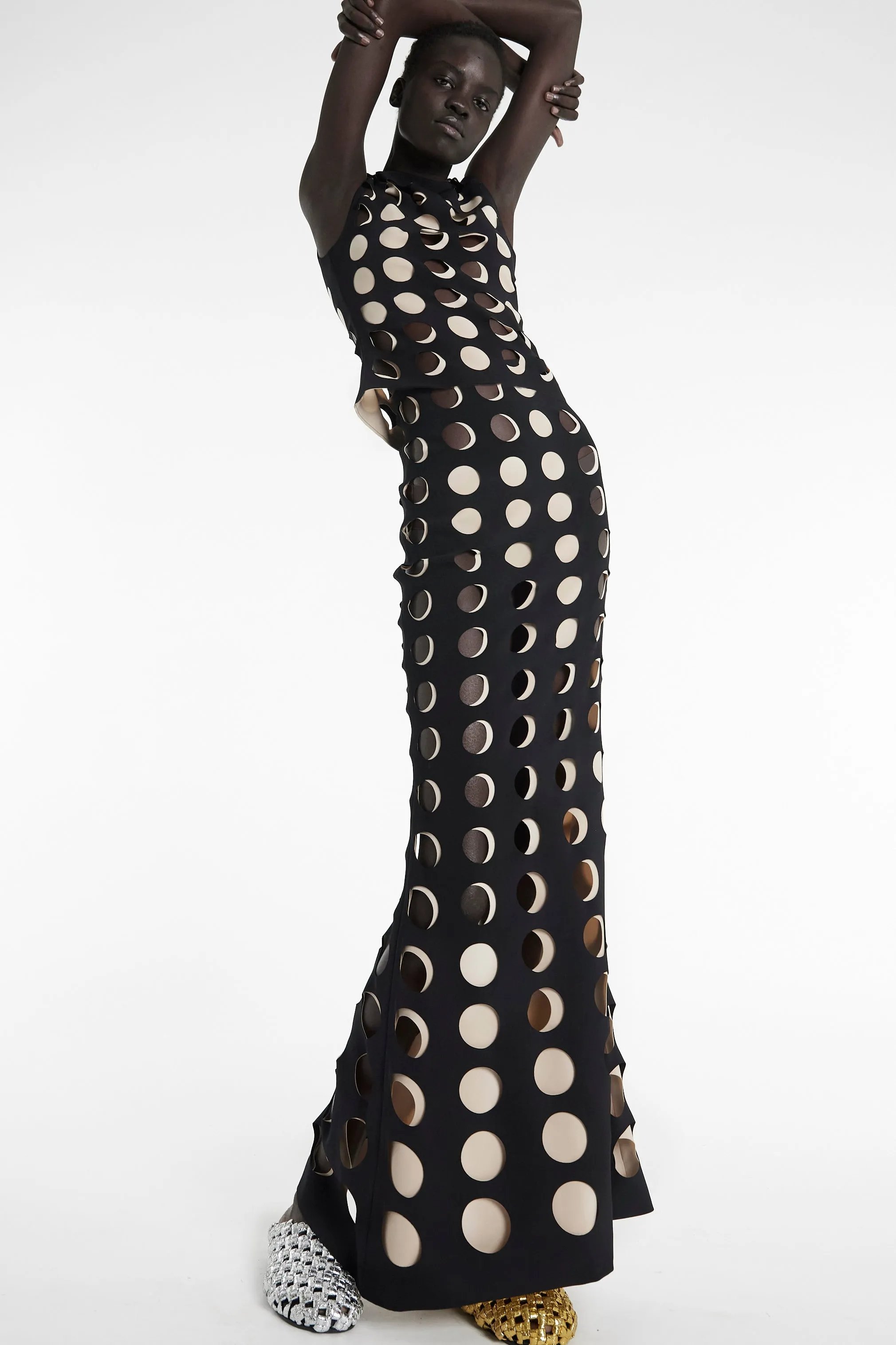 Top With Layered Holes Black Nude