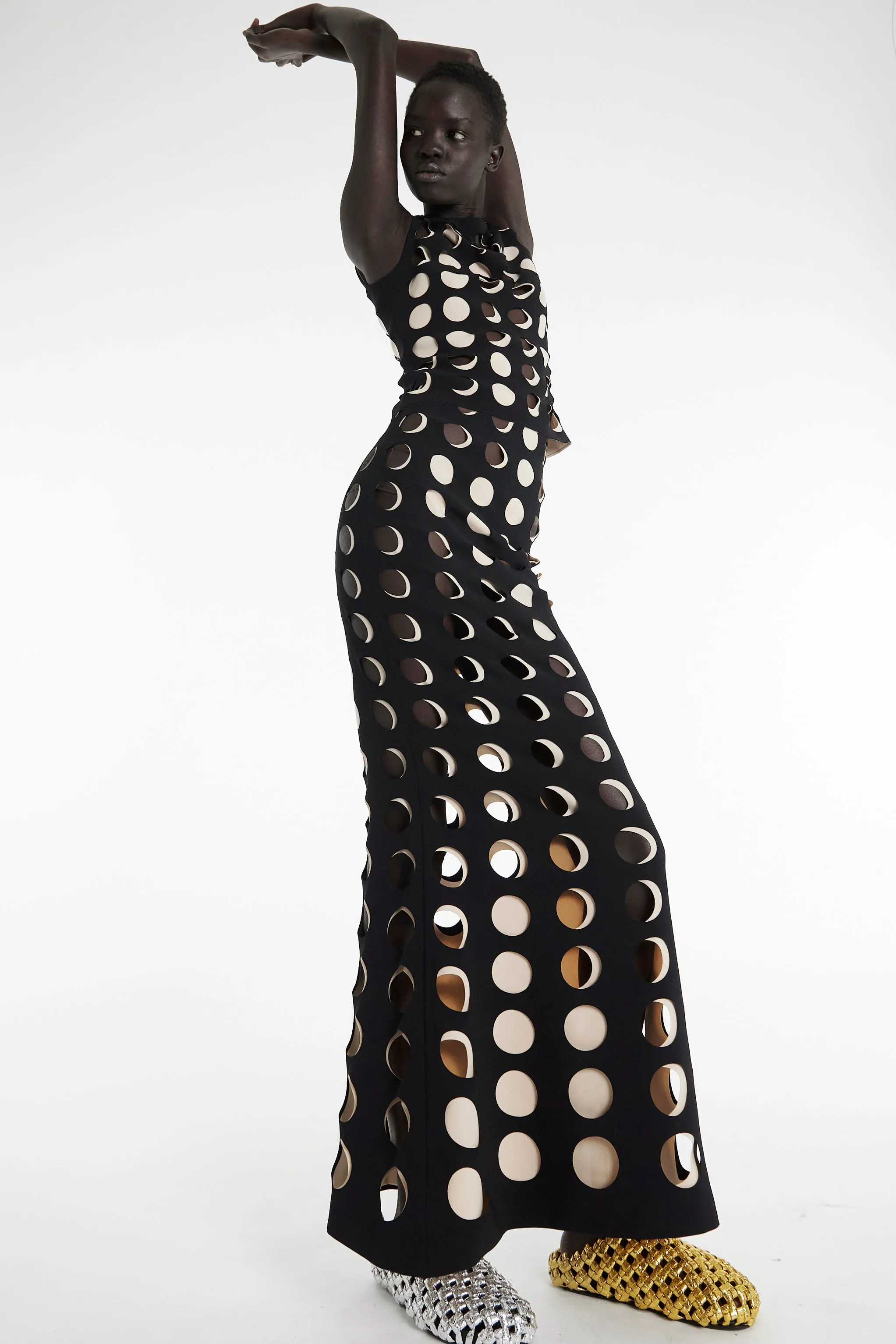Top With Layered Holes Black Nude