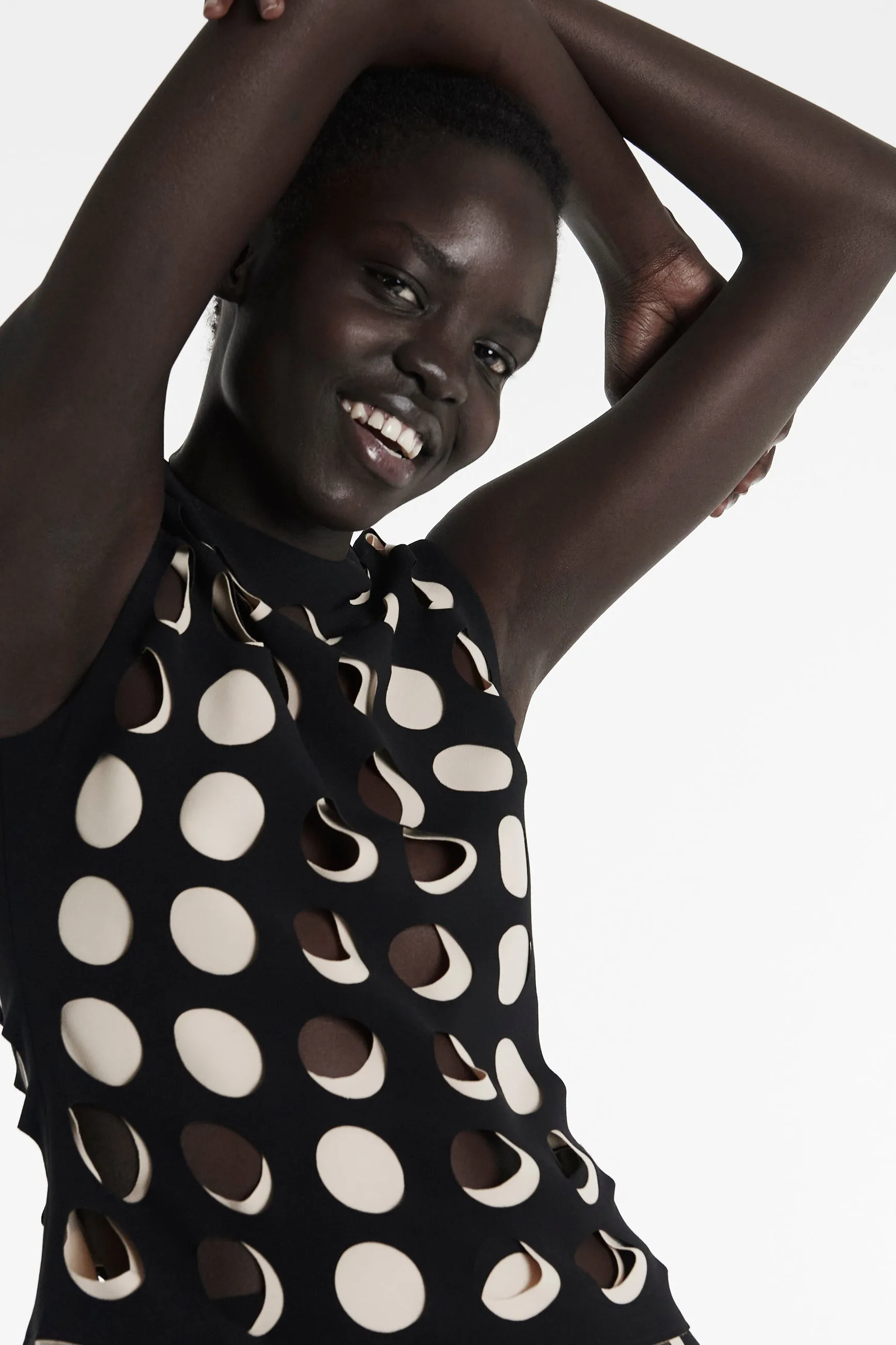 Top With Layered Holes Black Nude