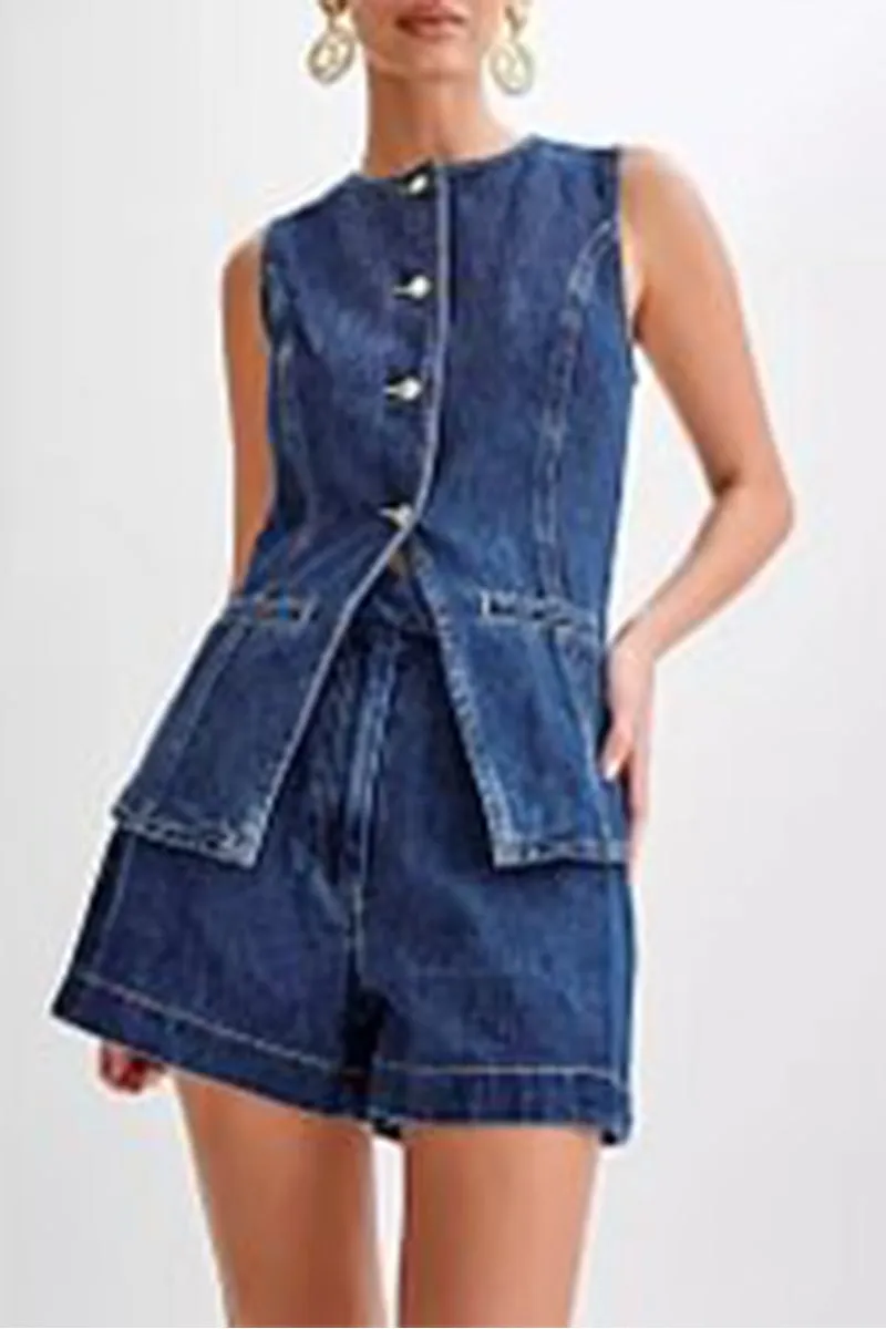 TR3251 Denim Vest Top