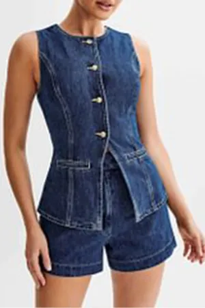 TR3251 Denim Vest Top