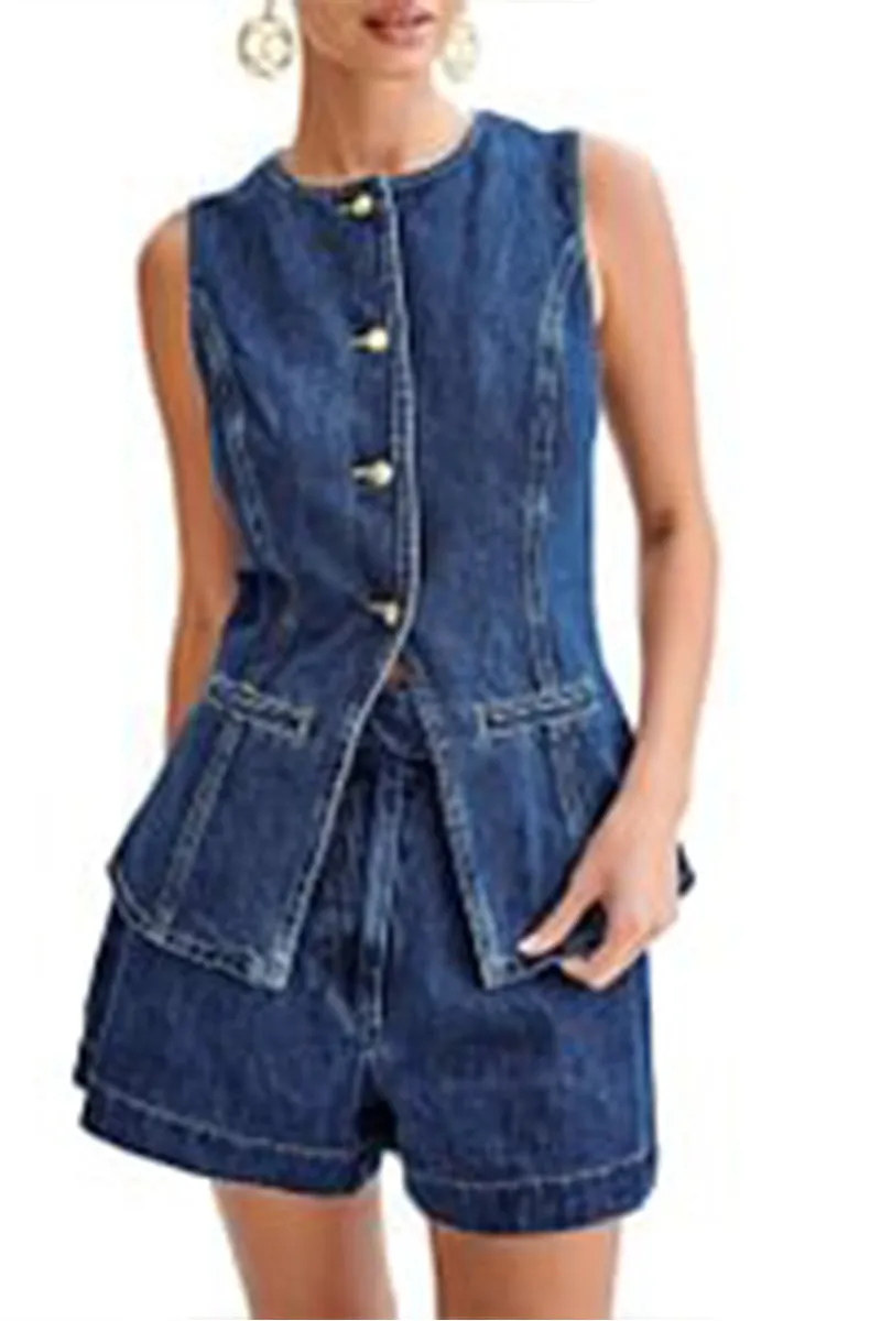 TR3251 Denim Vest Top