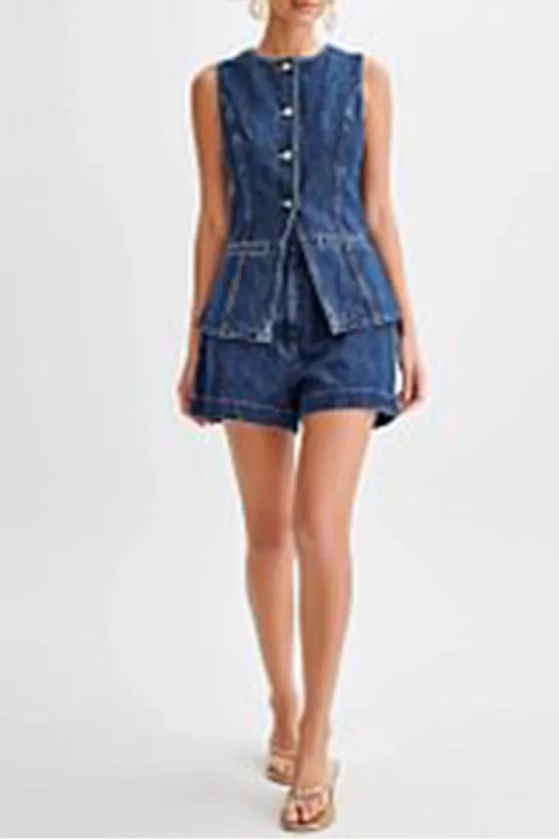 TR3251 Denim Vest Top