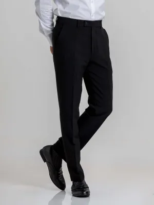 Trousers With Belt Loop - Deep Black Plain (Slim Straight)
