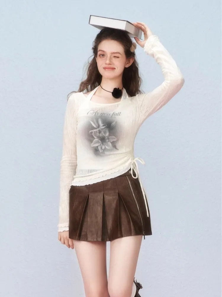 Two Pieces Layered Knit Long Sleeve T-Shirt【s0000006307】