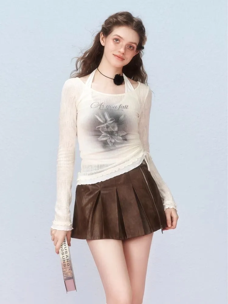 Two Pieces Layered Knit Long Sleeve T-Shirt【s0000006307】