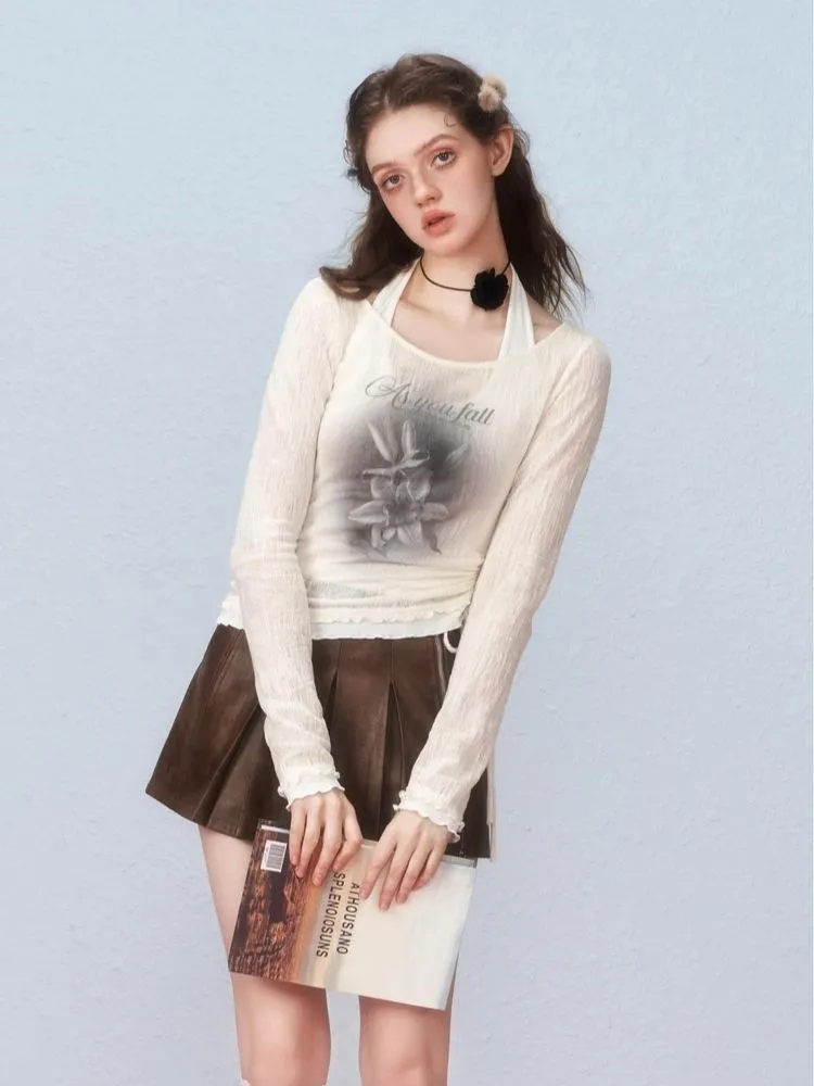 Two Pieces Layered Knit Long Sleeve T-Shirt【s0000006307】