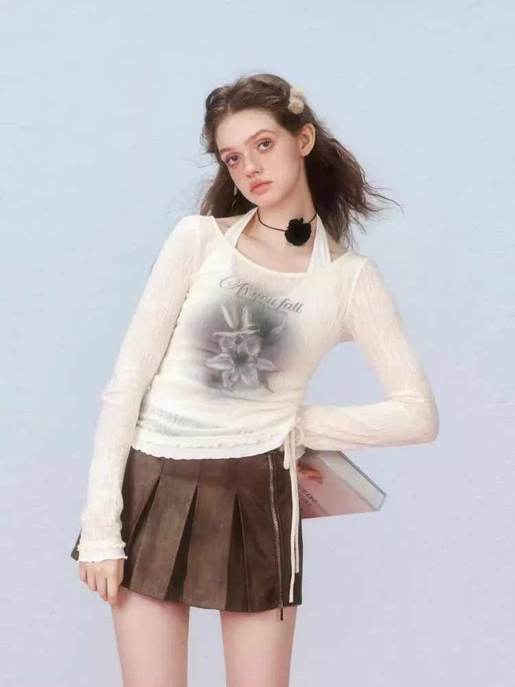 Two Pieces Layered Knit Long Sleeve T-Shirt【s0000006307】