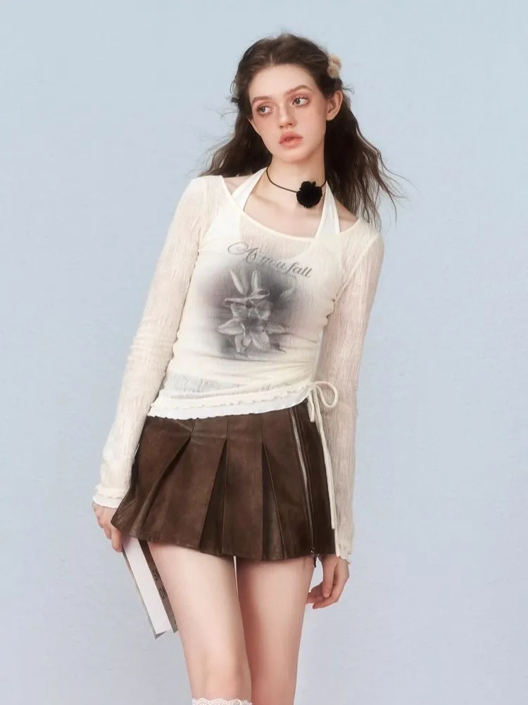 Two Pieces Layered Knit Long Sleeve T-Shirt【s0000006307】