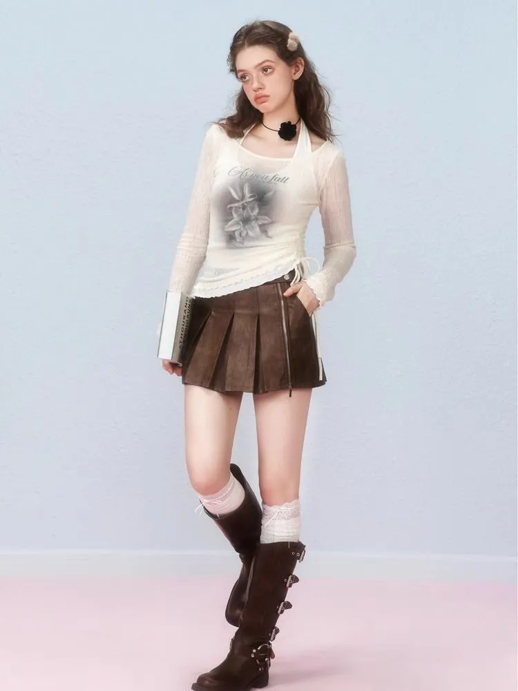 Two Pieces Layered Knit Long Sleeve T-Shirt【s0000006307】
