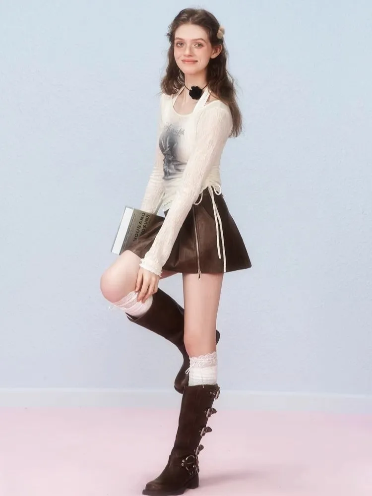 Two Pieces Layered Knit Long Sleeve T-Shirt【s0000006307】