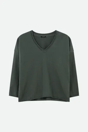 TZAR - Pull vert tricot fin Intarsia danseuse au dos