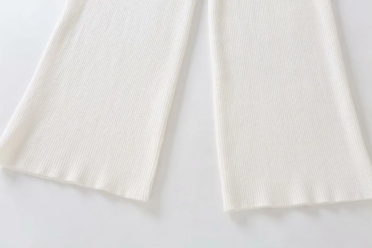 V-neck Knit Loungewear Cardigans Pants Two-piece Set