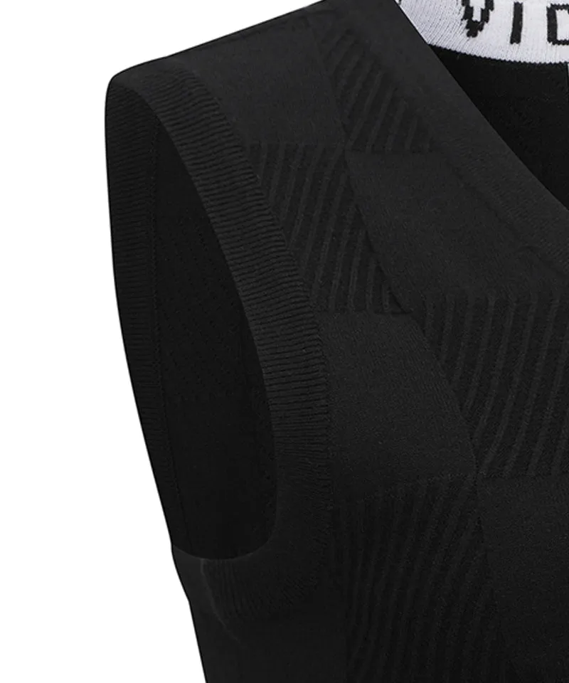 Vice Golf Atelier Women's Checker Board JQD Knit Vest - Black