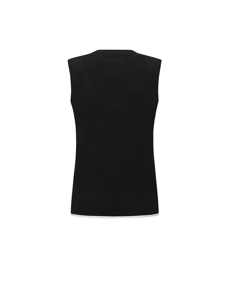 Vice Golf Atelier Women's Checker Board JQD Knit Vest - Black
