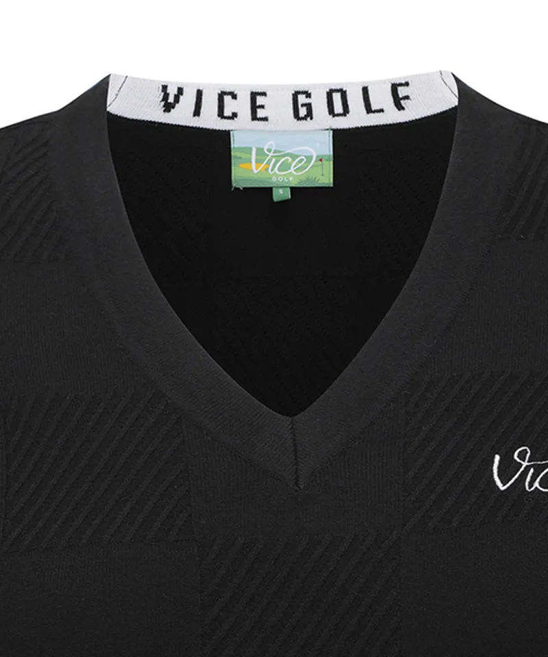 Vice Golf Atelier Women's Checker Board JQD Knit Vest - Black