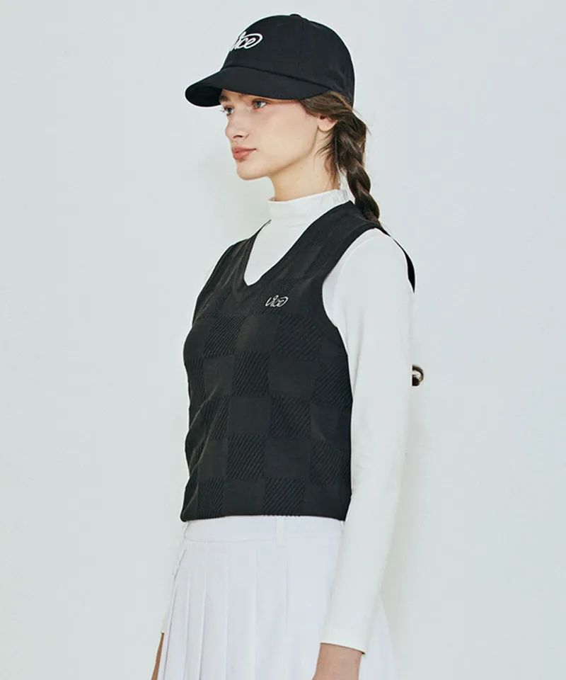 Vice Golf Atelier Women's Checker Board JQD Knit Vest - Black