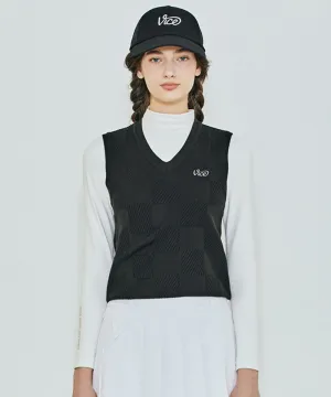 Vice Golf Atelier Women's Checker Board JQD Knit Vest - Black