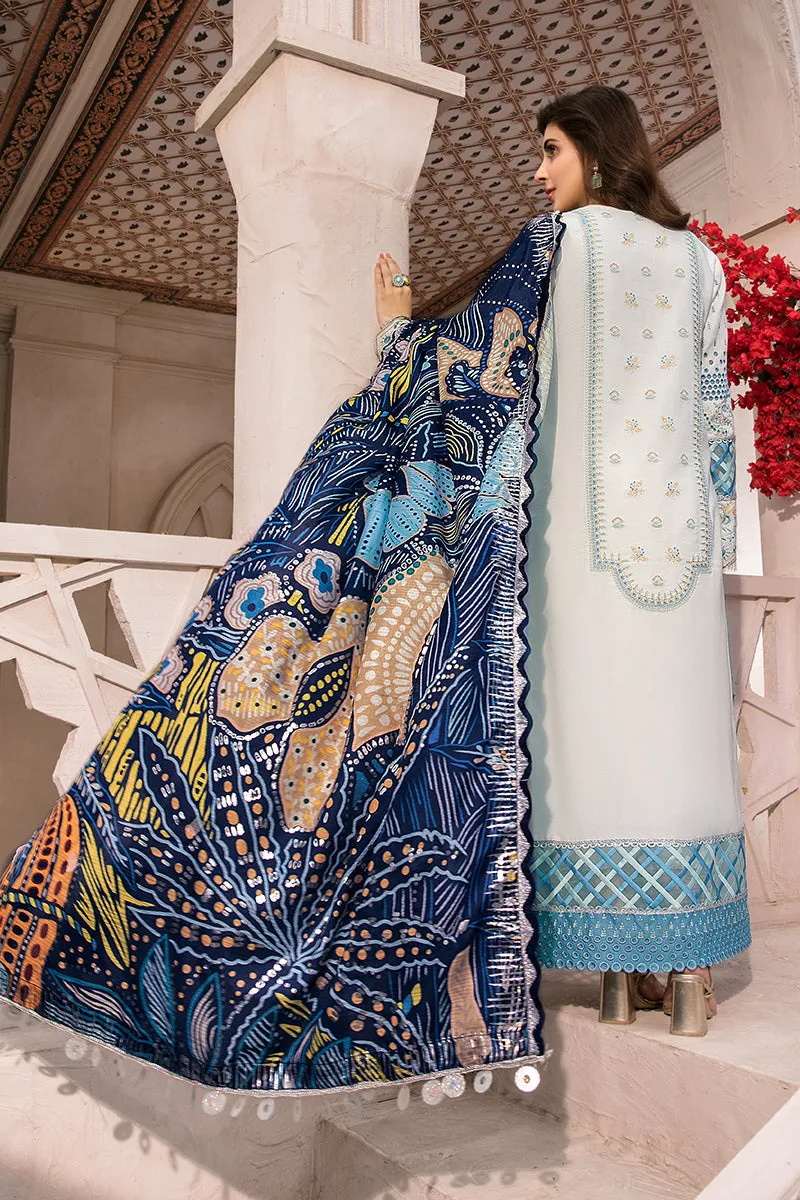White and Blue Kameez Salwar in Pakistani Eid Dresses