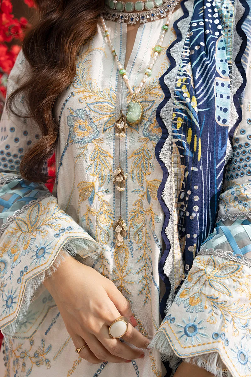 White and Blue Kameez Salwar in Pakistani Eid Dresses