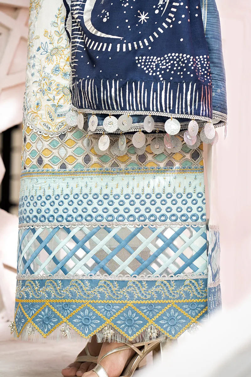 White and Blue Kameez Salwar in Pakistani Eid Dresses